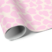 Cute Koe Animal Print Patroon Aesthetisch Roze Cadeaupapier (Rol Hoek)