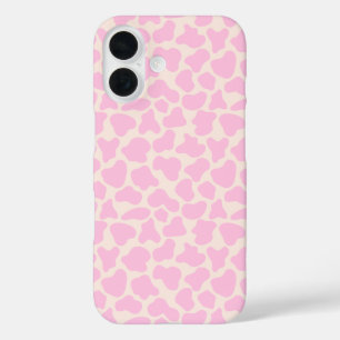 Cute Koe Animal Print Patroon Aesthetisch Roze iPhone 16 Hoesje