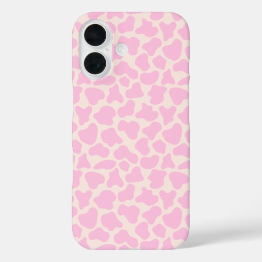 Cute Koe Animal Print Patroon Aesthetisch Roze Case-Mate iPhone Case (Achterkant)