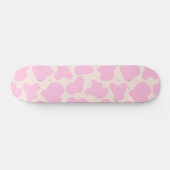 Cute Koe Animal Print Patroon Aesthetisch Roze Persoonlijk Skateboard (Horizontaal)