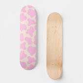 Cute Koe Animal Print Patroon Aesthetisch Roze Persoonlijk Skateboard (Voorkant)