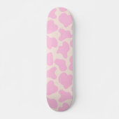 Cute Koe Animal Print Patroon Aesthetisch Roze Persoonlijk Skateboard (Voorkant)