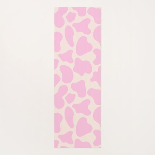 Cute Koe Animal Print Patroon Aesthetisch Roze Yogamat (Achterkant)