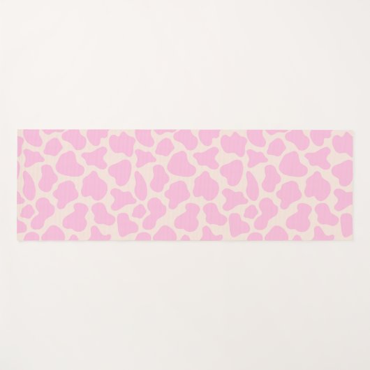 Cute Koe Animal Print Patroon Aesthetisch Roze Yogamat (Voorkant (horizontaal))