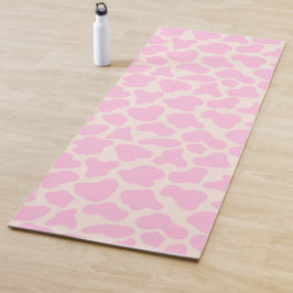 Cute Koe Animal Print Patroon Aesthetisch Roze Yogamat