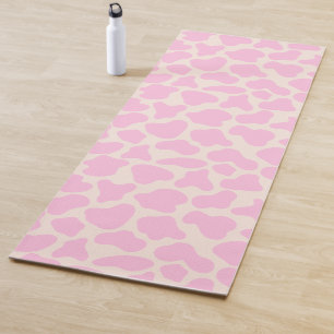 Cute Koe Animal Print Patroon Aesthetisch Roze Yogamat
