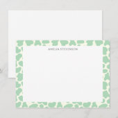 Cute Koe Animal Print Pattern Aangepast groen Notitiekaartje (Voorkant / Achterkant)