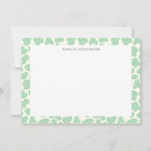 Cute Koe Animal Print Pattern Aangepast groen Notitiekaartje (Voorkant)