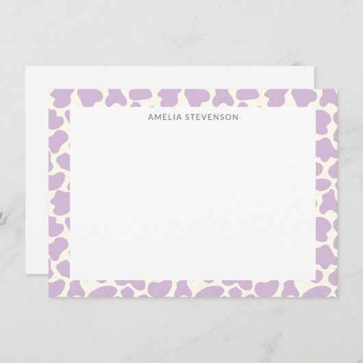 Cute Koe Animal Print Pattern Gepersonaliseerd Paa Notitiekaartje (Voorkant / Achterkant)