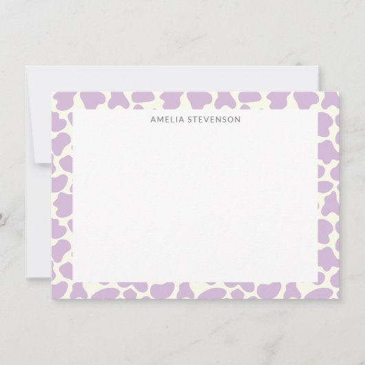 Cute Koe Animal Print Pattern Gepersonaliseerd Paa Notitiekaartje (Voorkant)