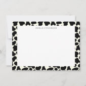 Cute Koe Animal Print Pattern Persoonlijke naam Notitiekaartje (Voorkant)