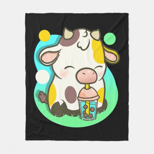 Cute Koe Boba Tea Bubble Tea Anime Kawaii Fleece Deken (Voorkant)