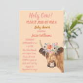 Cute Koe Boho Country Baby Girl Western Floral Kaart (Staand voorkant)