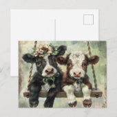 Cute koe briefkaart (Voorkant / Achterkant)