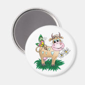 Cute Koe & Butterfly Magneet (Voorkant / Achterkant)