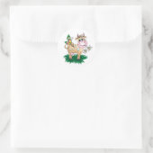 Cute Koe & Butterfly Ronde Sticker (Tas)