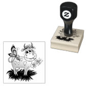 Cute Koe & Butterfly Rubberstempel (Gestempeld)
