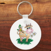 Cute Koe & Butterfly Sleutelhanger (Voorkant)