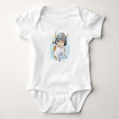 Cute Koe Calf in Viking Helmet Romper (Voorkant)