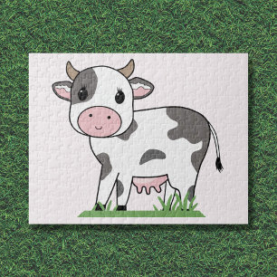 Cute Koe Cartoon Puzzle Legpuzzel