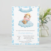 Cute Koe Cloud Balloons Baby shower Kaart (Staand voorkant)
