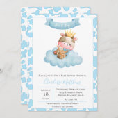 Cute Koe Cloud Balloons Baby shower Kaart (Voorkant / Achterkant)