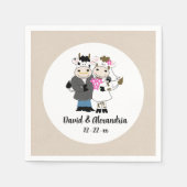 Cute Koe Couple Wedding Rustic Land Servet (Voorkant)