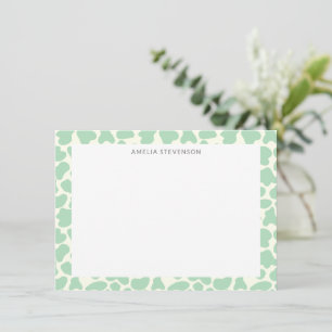 Cute Koe Dierenprint Patroon Gepersonaliseerd Groe Notitiekaartje