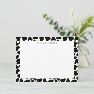 Cute Koe Dierenprint Patroon Gepersonaliseerde Naa Notitiekaartje