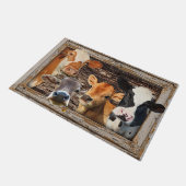 Cute Koe Face Rug, Farmhouse Animal  Deurmat (Schuin)