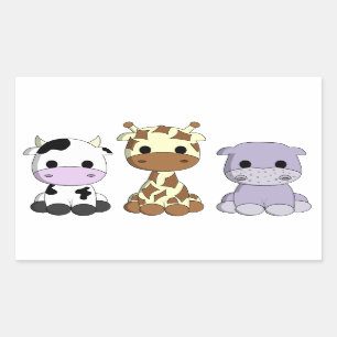 Cute koe giraffe hippo cartoon kinder sticker