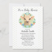 Cute Koe Green Neutral Floral Baby shower Kaart (Voorkant)