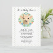 Cute Koe Green Neutral Floral Baby shower Kaart (Staand voorkant)