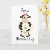 Cute Koe Kaart (Gele Bloem)