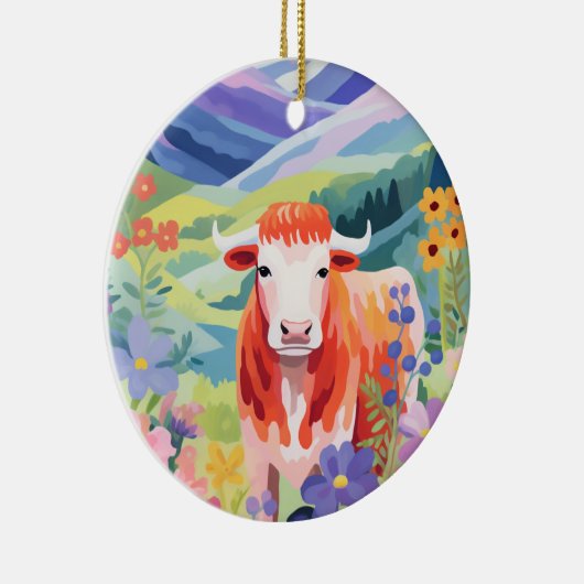 Cute Koe Keramisch Ornament (Rechts)