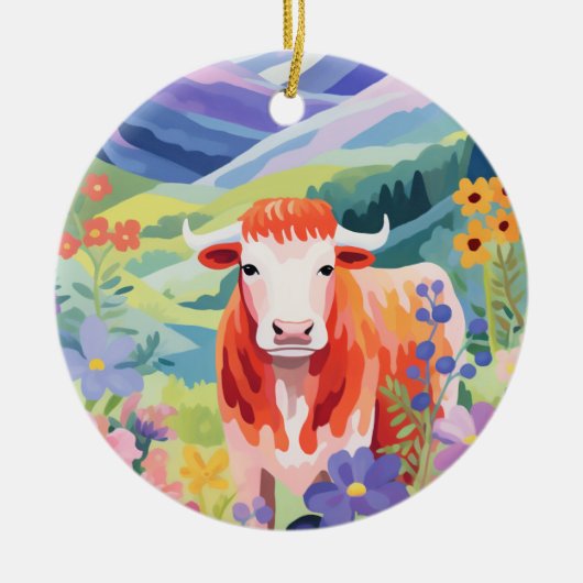 Cute Koe Keramisch Ornament (Voorkant)