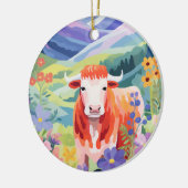 Cute Koe Keramisch Ornament (Links)