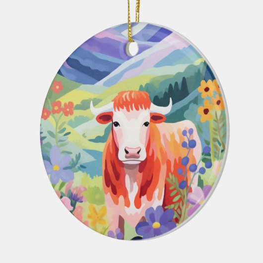 Cute Koe Keramisch Ornament (Links)