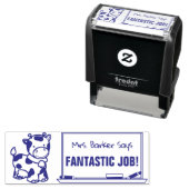 Cute Koe - leraar zegt: ... Fantastische baan! Zelfinktende Stempel (In situ)