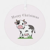 Cute Koe Merry kerstversiering Metalen Ornament (Voorkant)