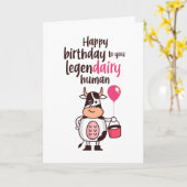 Cute Koe Milk Pun Legendairy Human Funny Birthday Kaart (Gele Bloem)