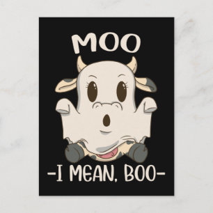 Cute Koe Moo Halloween Ghost Boo Briefkaart