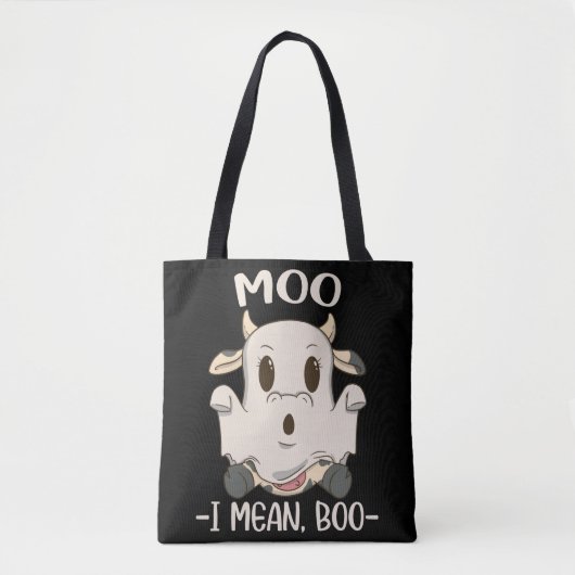 Cute Koe Moo Halloween Ghost Boo Tote Bag (Voorkant)