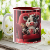 Cute Koe op rode sovjetmakerij Tweekleurige Koffiemok