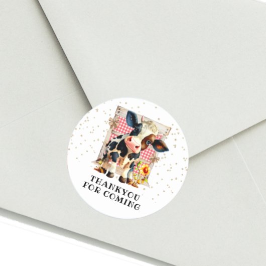 Cute Koe Party Ronde Sticker