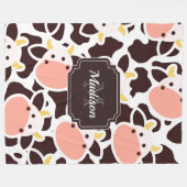 Cute Koe Pattern Fleece Deken (Voorkant (Horizontaal))