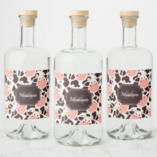 Cute Koe Pattern Likeurfles Etiket