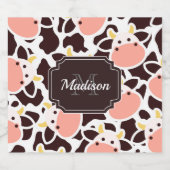 Cute Koe Pattern Likeurfles Etiket (Enkel label)