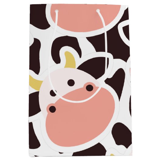 Cute Koe Pattern Medium Cadeauzakje (Voorkant)