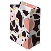 Cute Koe Pattern Medium Cadeauzakje (Achterkant Gekanteld)